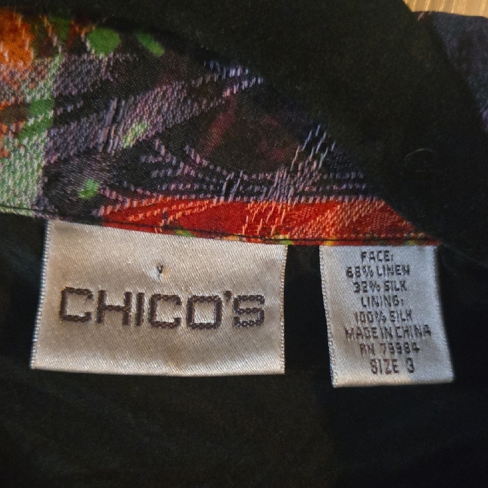 Chico's Multicolor Abstract Lightweight Blazer Vt… - image 5